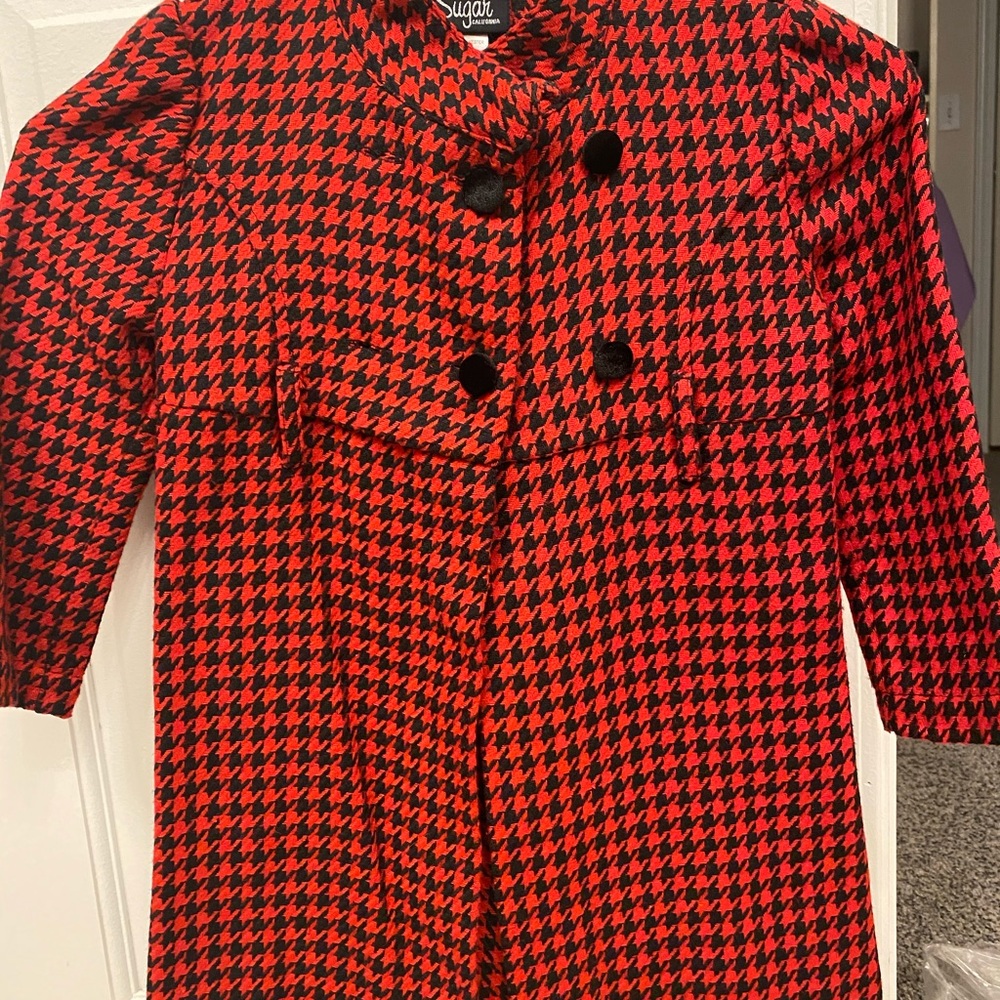 Sugar California Black & Red Houndstooth Coat - 4